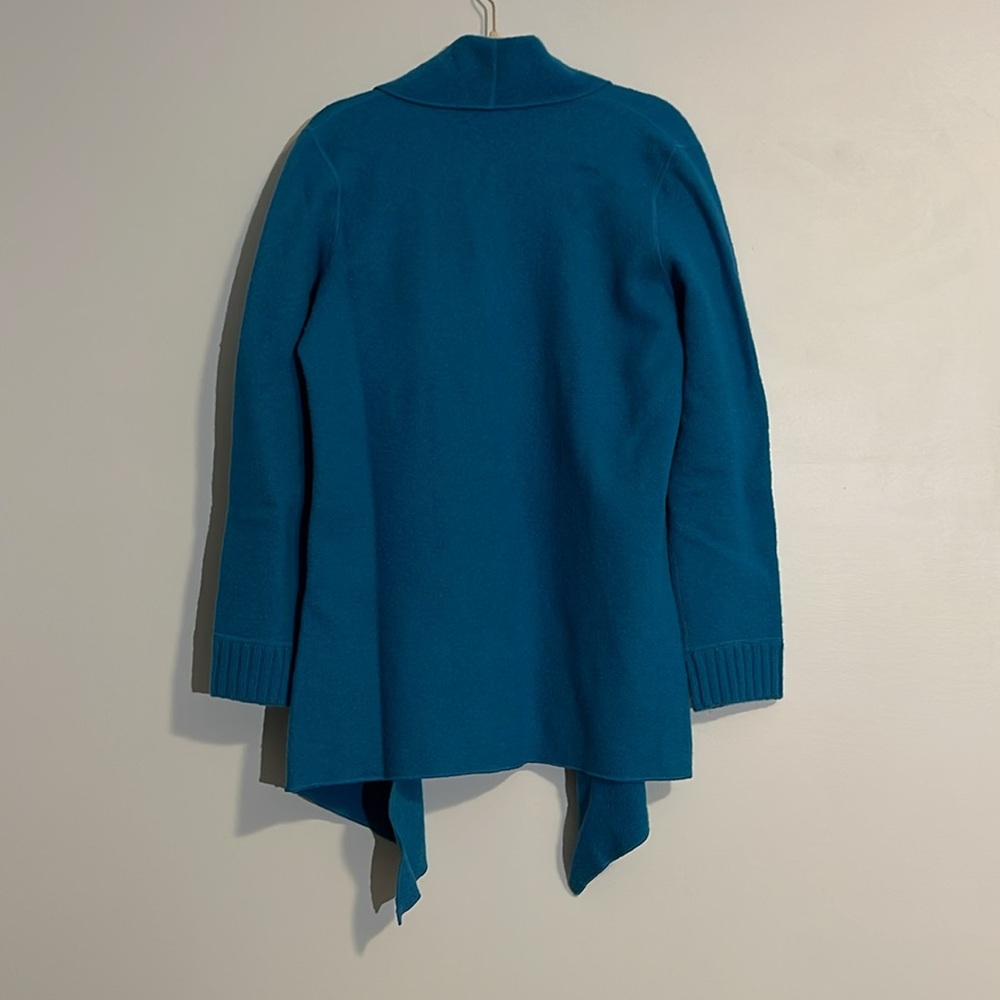 W by Worth Wool Open Front Waterfall Blue Cardigan Sweater Women’s Size Small - Picture 5 of 8